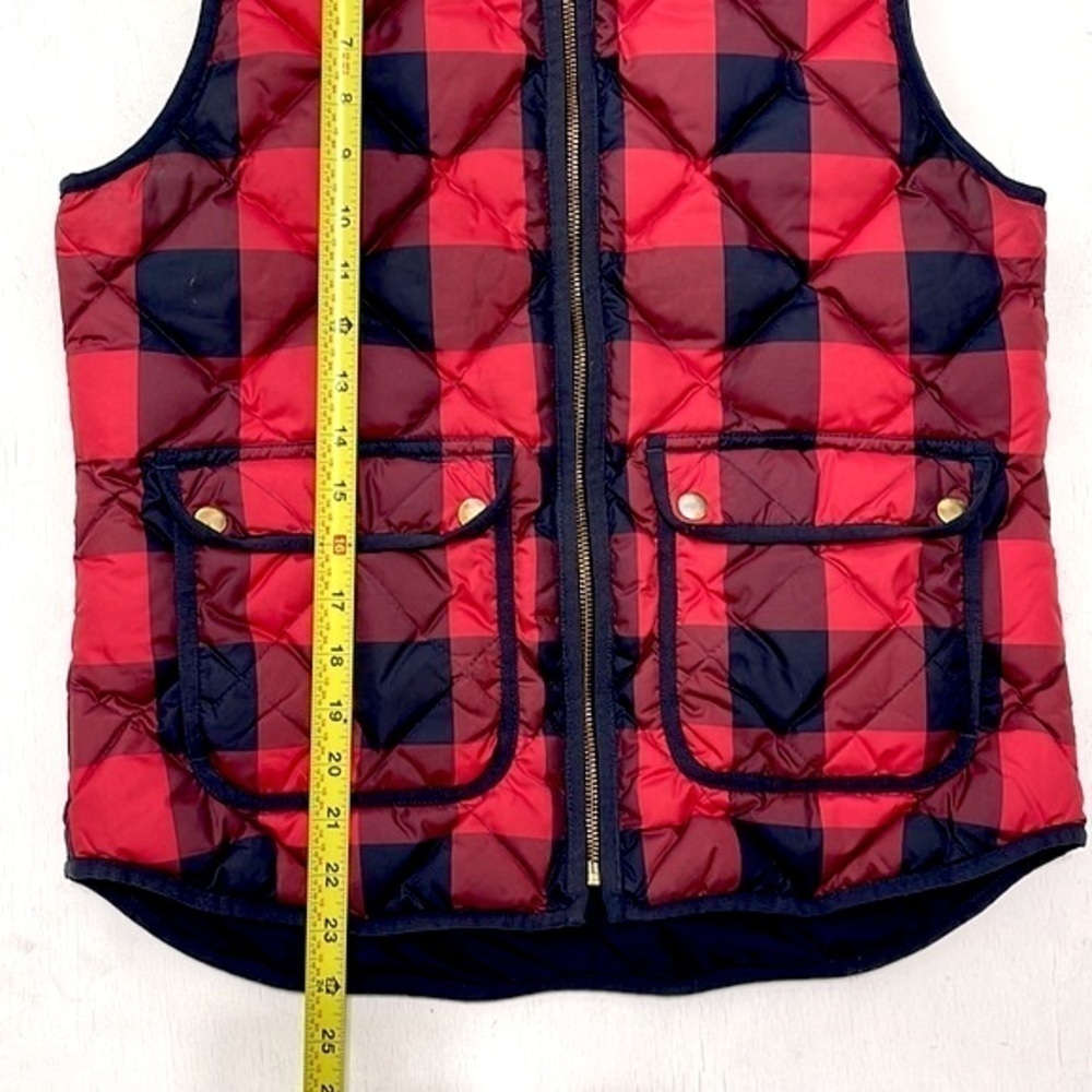 J Crew Woman Excursion Quilted Buffalo Black Red Checker Vest Size S - Picture 6 of 9